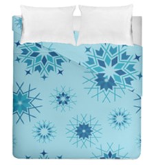 Blue Winter Snowflakes Star Duvet Cover Double Side (queen Size) by Mariart