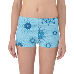 Blue Winter Snowflakes Star Reversible Boyleg Bikini Bottoms by Mariart