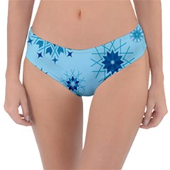 Blue Winter Snowflakes Star Reversible Classic Bikini Bottoms by Mariart