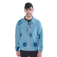 Blue Winter Snowflakes Star Wind Breaker (men) by Mariart