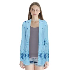 Blue Winter Snowflakes Star Drape Collar Cardigan by Mariart