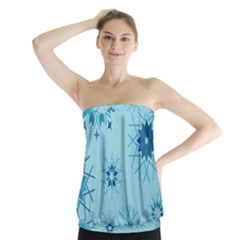 Blue Winter Snowflakes Star Strapless Top by Mariart