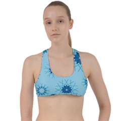 Blue Winter Snowflakes Star Criss Cross Racerback Sports Bra by Mariart