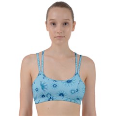 Blue Winter Snowflakes Star Line Them Up Sports Bra by Mariart