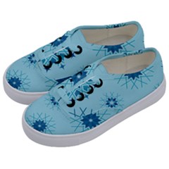 Blue Winter Snowflakes Star Kids  Classic Low Top Sneakers by Mariart