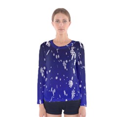 Blue Sky Christmas Snowflake Women s Long Sleeve Tee