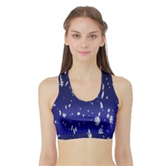 Blue Sky Christmas Snowflake Sports Bra With Border by Mariart