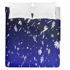 Blue Sky Christmas Snowflake Duvet Cover Double Side (queen Size) by Mariart