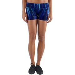 Blue Rays Light Stars Space Yoga Shorts by Mariart