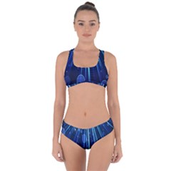 Blue Rays Light Stars Space Criss Cross Bikini Set by Mariart