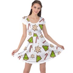 Ginger Cookies Christmas Pattern Cap Sleeve Dress by Valentinaart