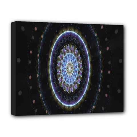 Colorful Hypnotic Circular Rings Space Deluxe Canvas 20  X 16   by Mariart