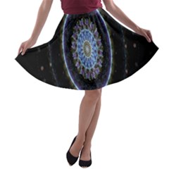 Colorful Hypnotic Circular Rings Space A-line Skater Skirt