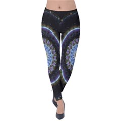 Colorful Hypnotic Circular Rings Space Velvet Leggings by Mariart