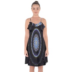 Colorful Hypnotic Circular Rings Space Ruffle Detail Chiffon Dress by Mariart