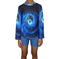 Blue Black Hole Galaxy Kids  Long Sleeve Swimwear by Mariart