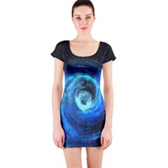 Blue Black Hole Galaxy Short Sleeve Bodycon Dress by Mariart