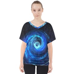 Blue Black Hole Galaxy V-neck Dolman Drape Top by Mariart