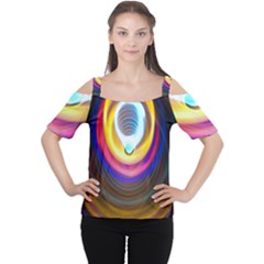 Colorful Glow Hole Space Rainbow Cutout Shoulder Tee