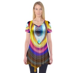 Colorful Glow Hole Space Rainbow Short Sleeve Tunic 