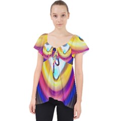 Colorful Glow Hole Space Rainbow Lace Front Dolly Top