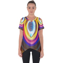 Colorful Glow Hole Space Rainbow Cut Out Side Drop Tee