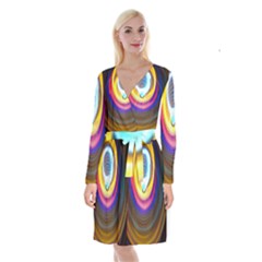 Colorful Glow Hole Space Rainbow Long Sleeve Velvet Front Wrap Dress by Mariart