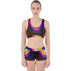 Colorful Glow Hole Space Rainbow Work It Out Sports Bra Set