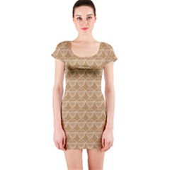 Cake Brown Sweet Short Sleeve Bodycon Dress by Mariart