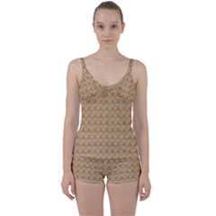 Cake Brown Sweet Tie Front Two Piece Tankini