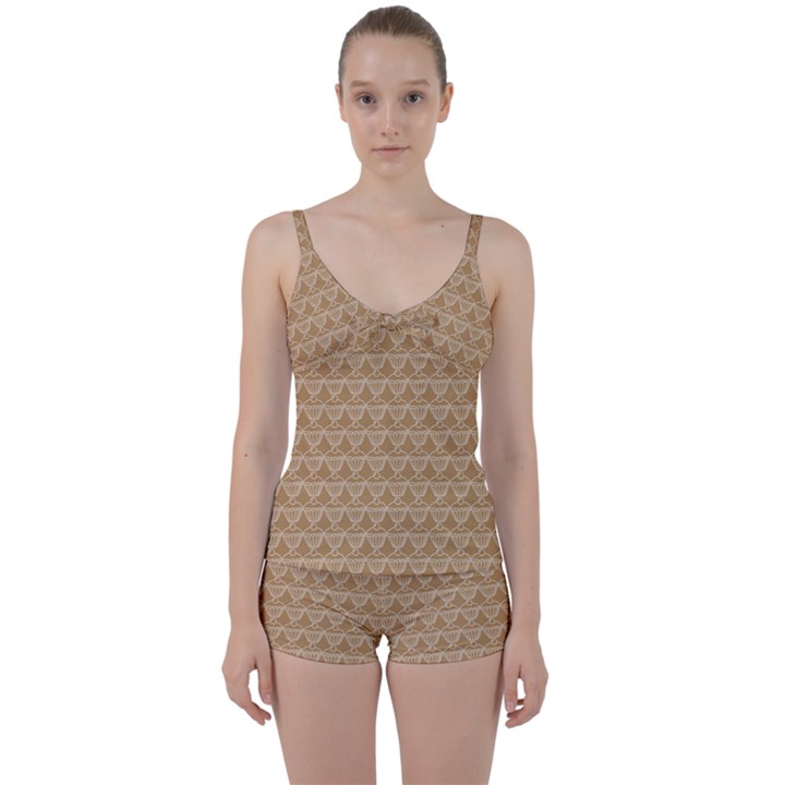 Cake Brown Sweet Tie Front Two Piece Tankini