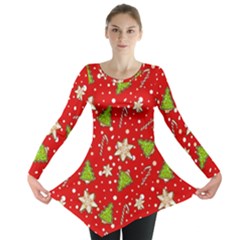 Ginger Cookies Christmas Pattern Long Sleeve Tunic  by Valentinaart