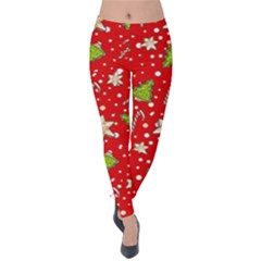 Ginger Cookies Christmas Pattern Velvet Leggings by Valentinaart