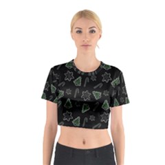 Ginger Cookies Christmas Pattern Cotton Crop Top by Valentinaart