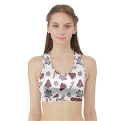 Ginger Cookies Christmas Pattern Sports Bra With Border