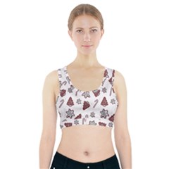 Ginger Cookies Christmas Pattern Sports Bra With Pocket