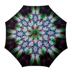 Colorful Fractal Flower Star Green Purple Golf Umbrellas