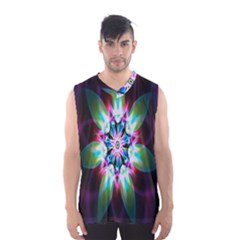 Colorful Fractal Flower Star Green Purple Men s Basketball Tank Top