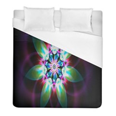 Colorful Fractal Flower Star Green Purple Duvet Cover (full/ Double Size)