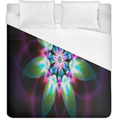 Colorful Fractal Flower Star Green Purple Duvet Cover (king Size)