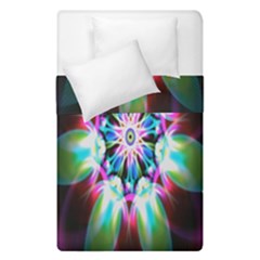 Colorful Fractal Flower Star Green Purple Duvet Cover Double Side (single Size) by Mariart