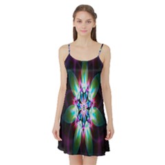 Colorful Fractal Flower Star Green Purple Satin Night Slip by Mariart