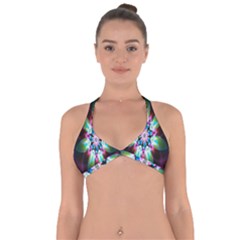 Colorful Fractal Flower Star Green Purple Halter Neck Bikini Top by Mariart