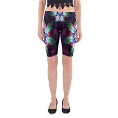 Colorful Fractal Flower Star Green Purple Yoga Cropped Leggings