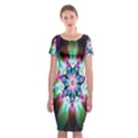 Colorful Fractal Flower Star Green Purple Classic Short Sleeve Midi Dress View1