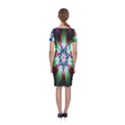 Colorful Fractal Flower Star Green Purple Classic Short Sleeve Midi Dress View2