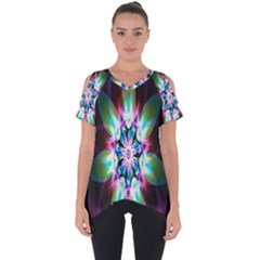 Colorful Fractal Flower Star Green Purple Cut Out Side Drop Tee by Mariart