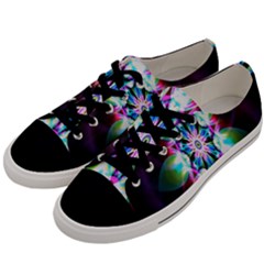 Colorful Fractal Flower Star Green Purple Men s Low Top Canvas Sneakers