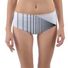 Fence Line Black Reversible Mid-waist Bikini Bottoms by Mariart