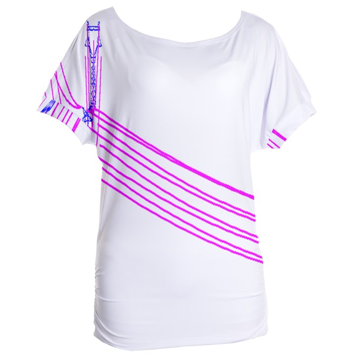 Electricty Power Pole Blue Pink Women s Oversized Tee